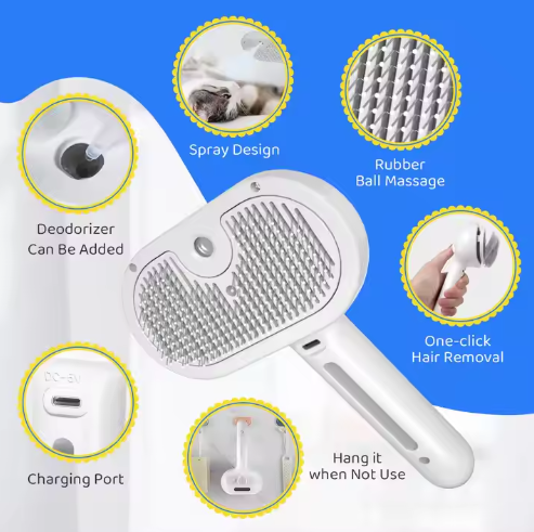 Self-Cleaning Rechargeable Grooming Comb for Cats