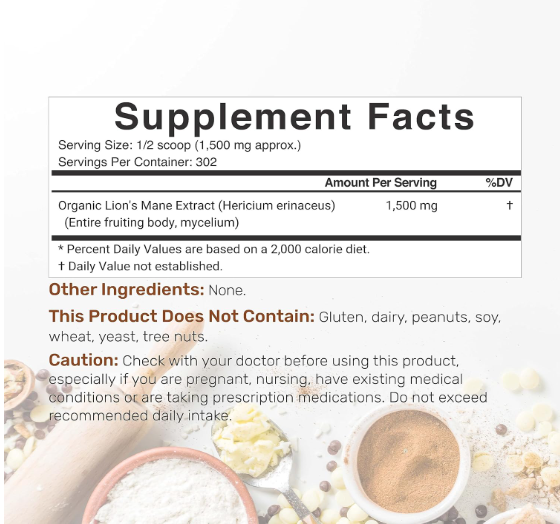 Organic Hericium ErinaceusLions Mane Mushroom Powder Boost Brain Health